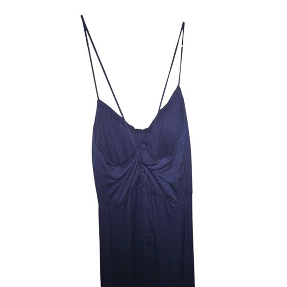 Halara Ribbed Cowl Neck Backless Crisscross Lace Up Split Midi Party Dress Sz Sm - Picture 10 of 12